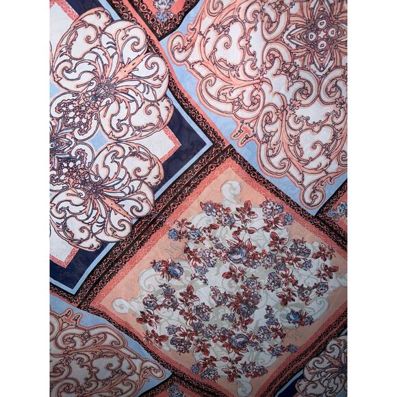 Susan Graver Medium Topper Shirt Tunic Top Vest Chiffon Peach Fuzz Printed Patch - Picture 10 of 13